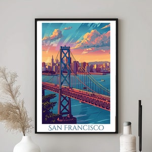 San Francisco Travel Poster San Francisco  gift San Francisco  wall art San Francisco  skyline San Francisco Bay Bridge  Poster
