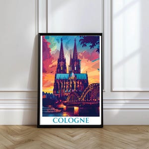 Cologne Poster Cologne Travel Print Germany Wall Art Cologne Wall Art Cologne Cathedral Rhein River Poster