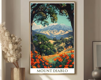 Mount Diablo Wall Art California Poppies California Art Poster California Home Décor, California Gift Northern California Wall Art