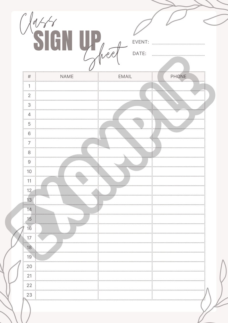 6 printable sign up sheet templates printable sign up list download