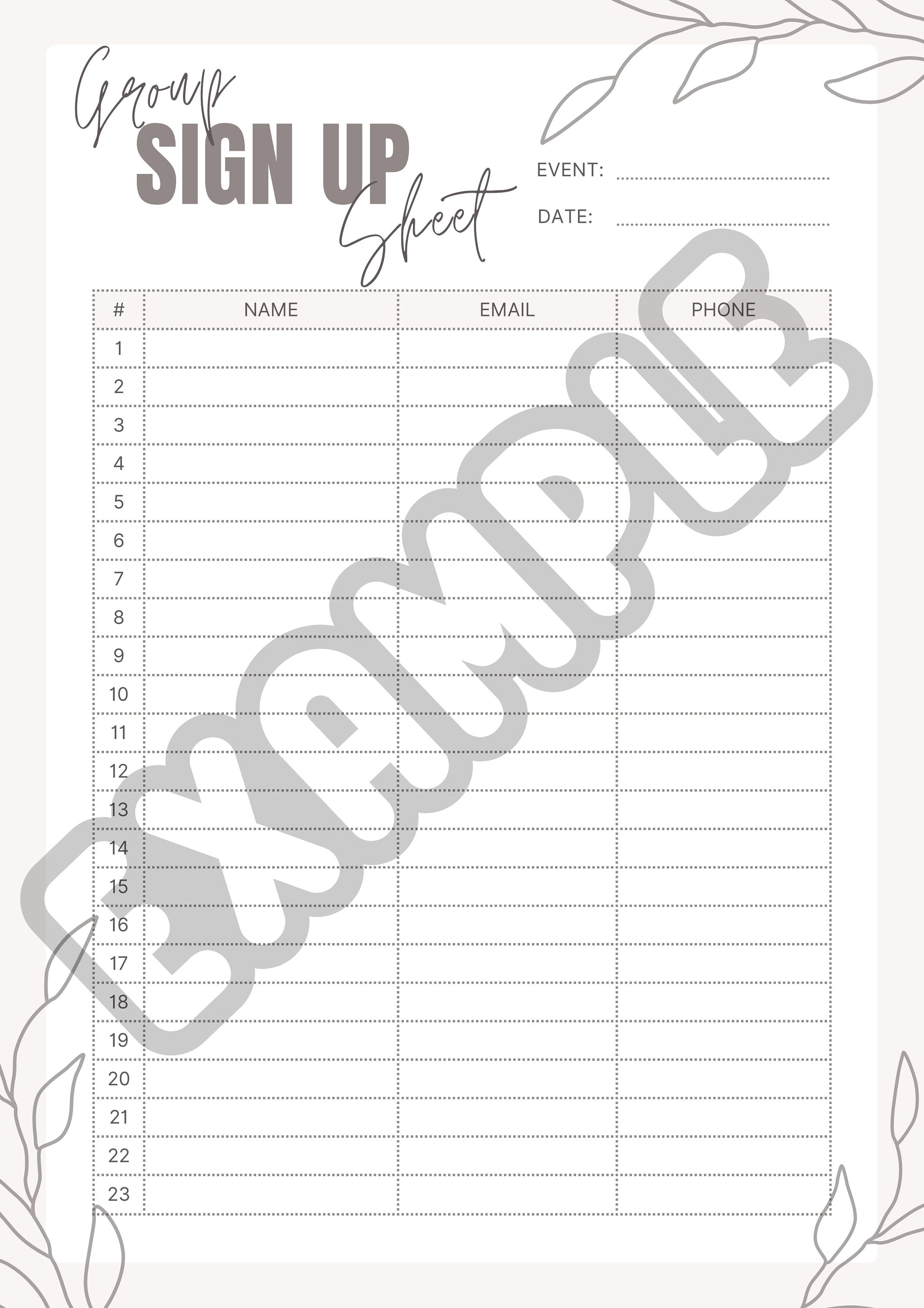 6 Printable Sign up Sheet Templates - Il Fullxfull.4769467790 8q2t 