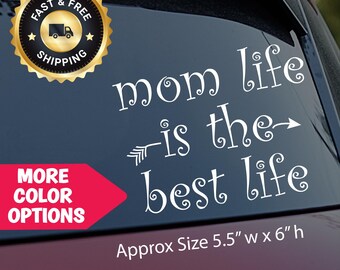 Calcomanía de vinilo "Vida de mamá", calcomanía para auto con frase inspiradora para mamá, gráfico para ventana "Vida de mamá", calcomanía motivacional para padres.