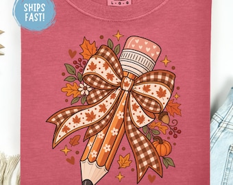 Teacher Fall Pencil Shirt Back To School Tee Fall Teacher Shirt Pencil Graphic Tee Classroom Outfit Teacher Gift Autumn Shirt Comfort Colors