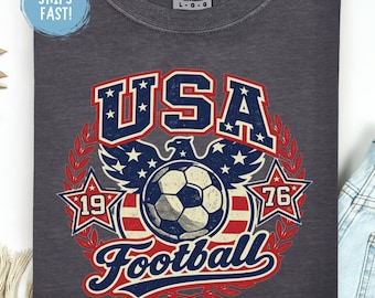 USA Football Shirt American Soccer Fan Tee Patriotic Sports Jersey Style Game Day Retro Vintage Flag Inspired Gift Unisex Comfort Colors