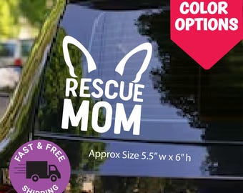 Calcomanía de mamá rescatadora, calcomanía para auto para amantes de los perros, regalo para la adopción de mascotas, calcomanía para concienciar sobre el rescate de animales
