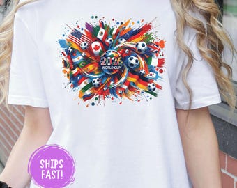 World Soccer 2026 T-Shirt Football Fan Jersey Style Soccer Cup 2026 USA Mexico Canada Sports Gift Vintage Retro Game Day Tee Comfort Colors
