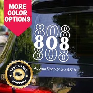 808 Hawaii Car Decal: Tropical Island Vinyl Sticker