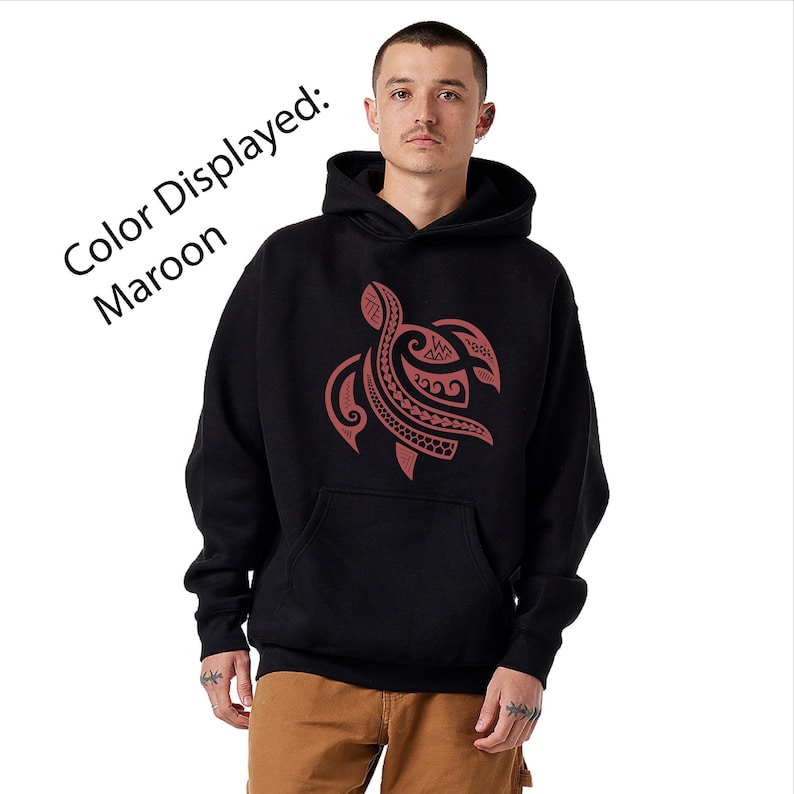 Custom Tribal Sea Turtle Hoodie, Honu Polynesian Design Pullover, Choose Print Placement & Color, Ocean Lover Gift image 5