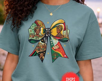 Juneteenth Coquette Bow Shirt Cute Freedom Day Tee Black History Feminine Aesthetic African American Pride Gift Trendy Style Comfort Colors