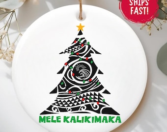 Hawaiiaans kerstornament Mele Kalimimaka | Tropisch Polynesisch boomontwerp | Cadeau vakantiedecoratie eiland