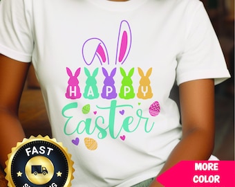 Camiseta de conejito de Pascua, divertida camiseta de conejo, bonito regalo de conejo para mujer para la celebración de Pascua.