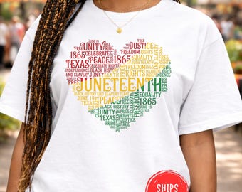 Juneteenth Heart Shirt Freedom Day Tee Black History African American Pride Love Unity Culture Gift Cute Graphic Style Comfort Colors