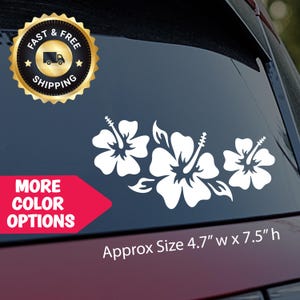 Hibiscus Flower Car Decal | Hawaiian Vinyl Sticker for Car Window, Laptop, Tumbler | Tropical Floral Decal | Island Aesthetic Gift