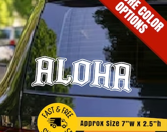 Aloha Decal, Hawaiian Aloha Sticker, Island Car Decal, Surf Style Sticker, Hawaii Vinyl Decal, Aloha Car Sticker