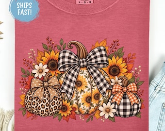 Preppy Pumpkin Shirt Fall Pumpkin Tee Cute Autumn Graphic Shirt Preppy Fall Outfit Pumpkin Season Halloween Shirt Thanksgiving Comfort Color