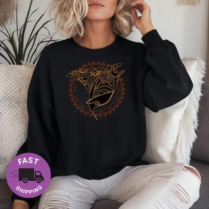 Tribal Manta Ray Sweatshirt: Polynesian Tattoo Art, Island Surf Style