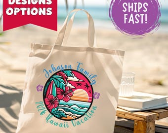 Custom Family Vacation Tote Bag - Personalized Travel Keepsake, Beach Trip Canvas Bag, Reunion Gift, Gift for Her