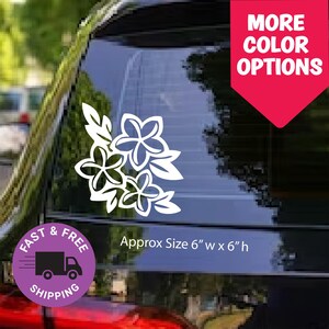 Hawaiian Plumeria Flower Car Decal: Tropical Vinyl Sticker