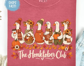 The Honktober Club Shirt Funny Goose Halloween Tee Honk October Shirt Spooky Goose Graphic Tee Fall Halloween Top Goose Lover Comfort Colors