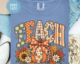 Teacher Pumpkin Shirt Fall Teacher Tee Autumn Classroom Shirt Cute Pumpkin Teacher Shirt Back To School Fall Top Teacher Gift Comfort Colors