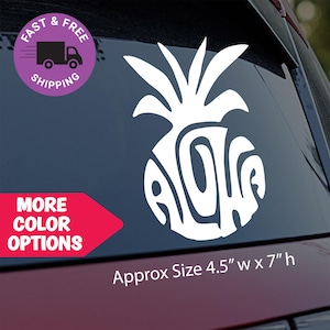 Aloha ananas auto sticker, Hawaiiaanse ananas vinyl sticker, tropisch fruit vensterafbeelding, eiland stijl ananas decor