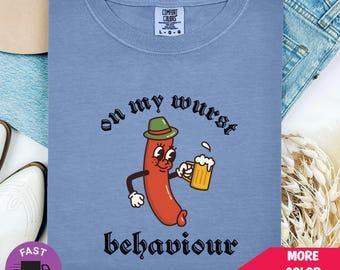 T-shirt de l'Oktoberfest Bratwurst et de la bière, t-shirt drôle de festival allemand, chemise graphique de festival de saucisse et de bière