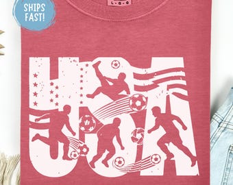 Patriotic USA World Football Shirt Soccer Fan Tee International Sports Jersey Style Game Day Vintage Flag Inspired Gift Comfort Colors