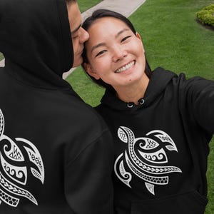 Custom Tribal Sea Turtle Hoodie, Honu Polynesian Design Pullover, Choose Print Placement & Color, Ocean Lover Gift image 6