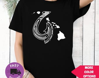 Hawaiian Tribal Fish Hook Shirt Polynesian Makau Design Aloha T Shirt Hoodie Sweatshirt Long Sleeve Front Back Print Island Style