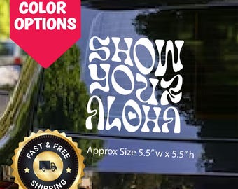 Retro Hawaiian Car Decal, Aloha Vinyl Sticker, Vintage Island Graphic, Tropical Retro Car Window Design, Hawaiian Surf Style Decor