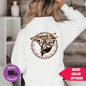 Tribal Manta Ray Hoodie: Polynesian Tattoo Design - Island Surf Style