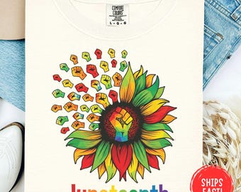 Floral Juneteenth Shirt Freedom Day Tee Black History African American Pride Flower Aesthetic Gift Feminine Retro Style Comfort Colors