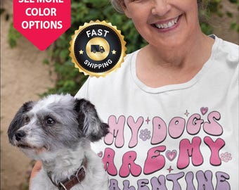 Meine Hunde sind mein Valentinstag T-Shirt Niedlicher Hundeliebhaber Valentinstag Shirt Haustier Eltern Geschenk Lustiges Valentinstag T-Shirt für Hundeliebhaber