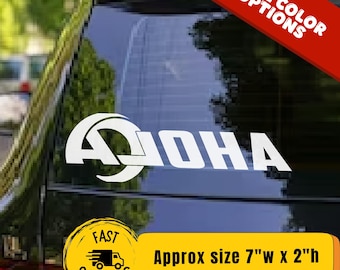 Aloha Decal Sticker, Hawaiian Aloha Vinyl Decal, Island Style Car Decal, Surf Vibe Window Sticker, Aloha Car Decal