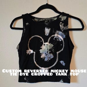 Custom Mickey Mouse reversed tie dye tank cropped top