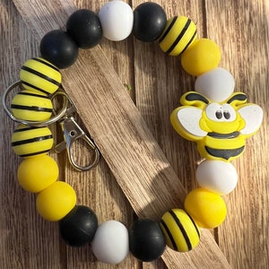 Llaveros de pulsera de silicona - "Bee-eautiful"