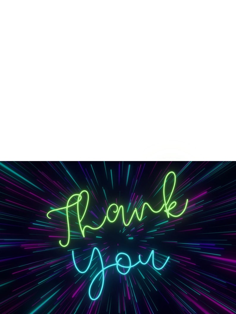 Neon Printable Birthday Invitation and Thank You Card Set 4x6 Etsy