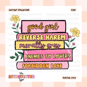 Spicy Book Stack || PNG, Transparent Background, Tropes, Smut, Bookish, Book Lover, Bookworm, Commercial Use For Stickers, Transfers