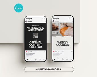 Canva Instagram Post Templates: Social Media Kit for Coaches (40 Layouts) (Digital Download