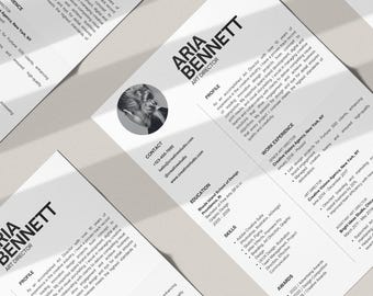 Minimalistische cv-sjabloon met foto: bewerkbare canva cv (A4 en US Letter)