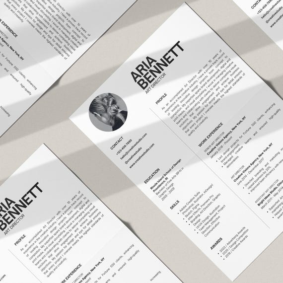 Minimalist Resume Template with Photo: Editable Canva CV (A4 & US Letter)
