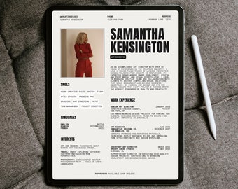 Modelo de currículo moderno: CV editável do Canva com foto (A4 e Carta EUA)