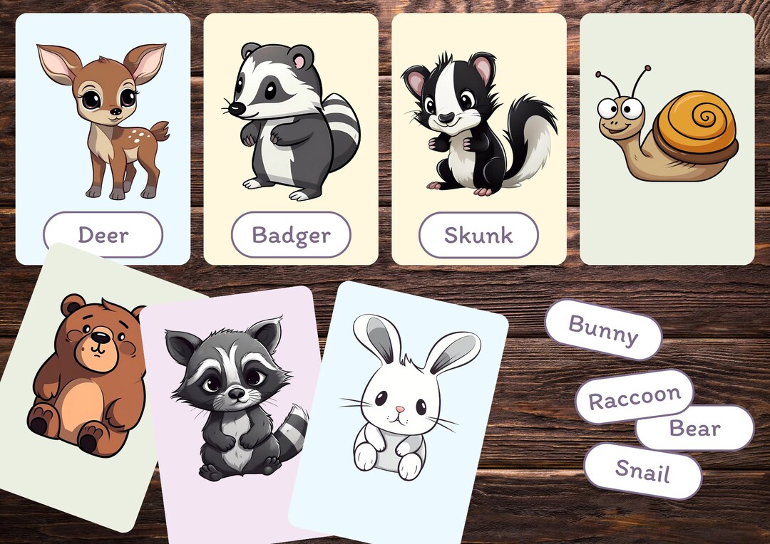 Printable Flashcards for Kids Woodland Animals 16pcs. Etsy
