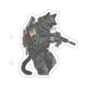 Sergeant Whiskers, cat - Infiltration Specialist, military, tactical, sticker