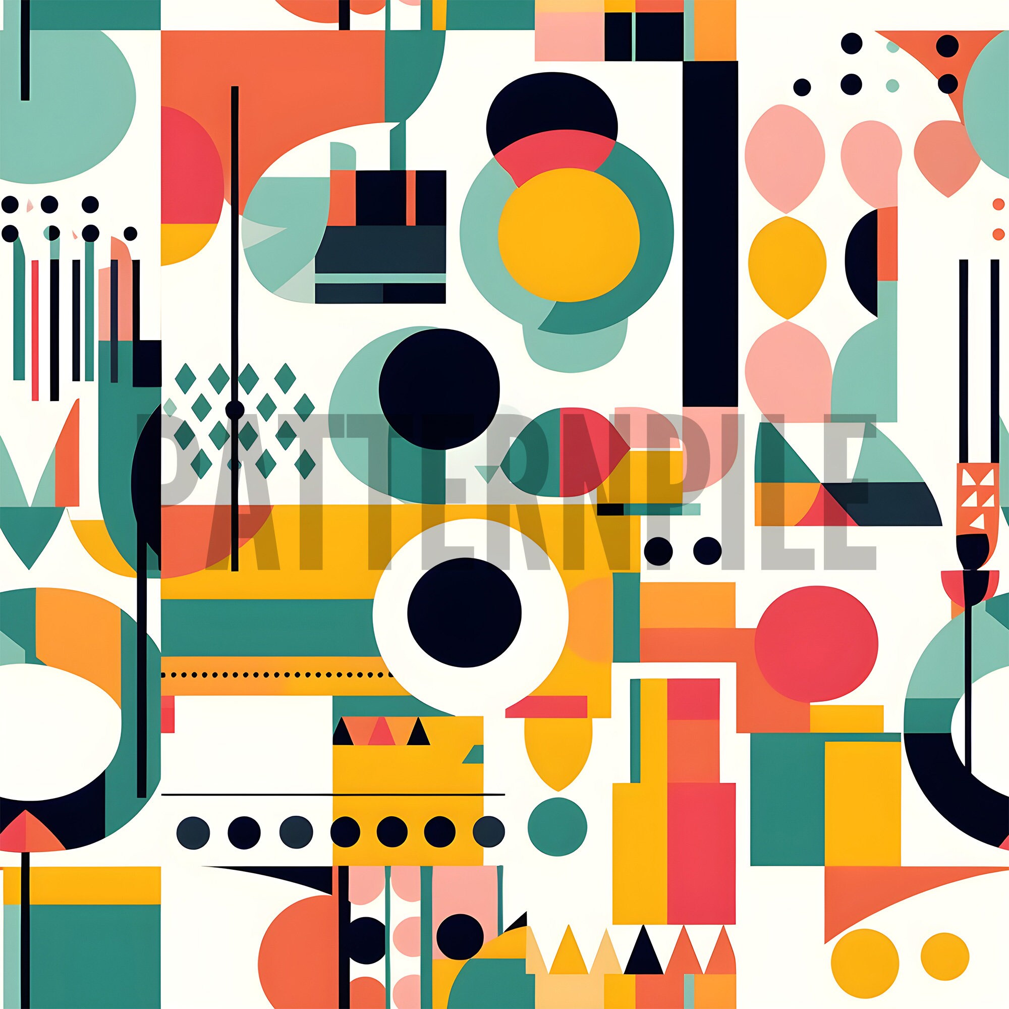 8 Seamless Midcentury Retro Shape Digital Patterns - Etsy