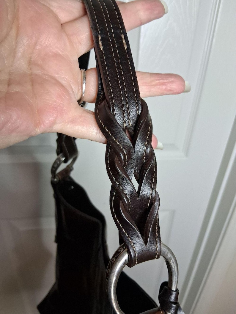 Large Brighton Rich Dark Brown Croc-Embossed Leather Shoulder Bag D664883 image 5