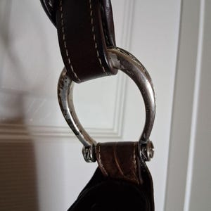 Large Brighton Rich Dark Brown Croc-Embossed Leather Shoulder Bag D664883 image 4