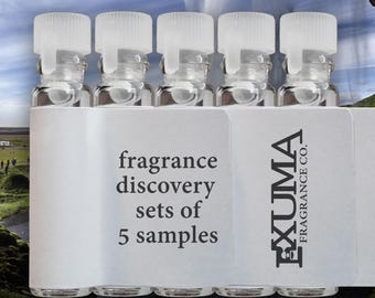 Perfume Sample Sets: 5 Perfume Oil or Spray Samples from Exuma Fragrance Co.