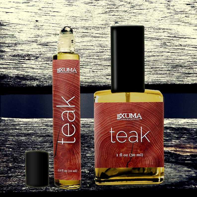 Teak Perfume Oil or Spray: Sandalwood, Pine Resin, Olibanum, Musk - Unisex Woody Scent image 1