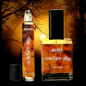 October Sky Perfume Oil or Spray: Peach, Vanilla, Balsam and Butterscotch Fragrance, Fall Gourmand Amber Scent